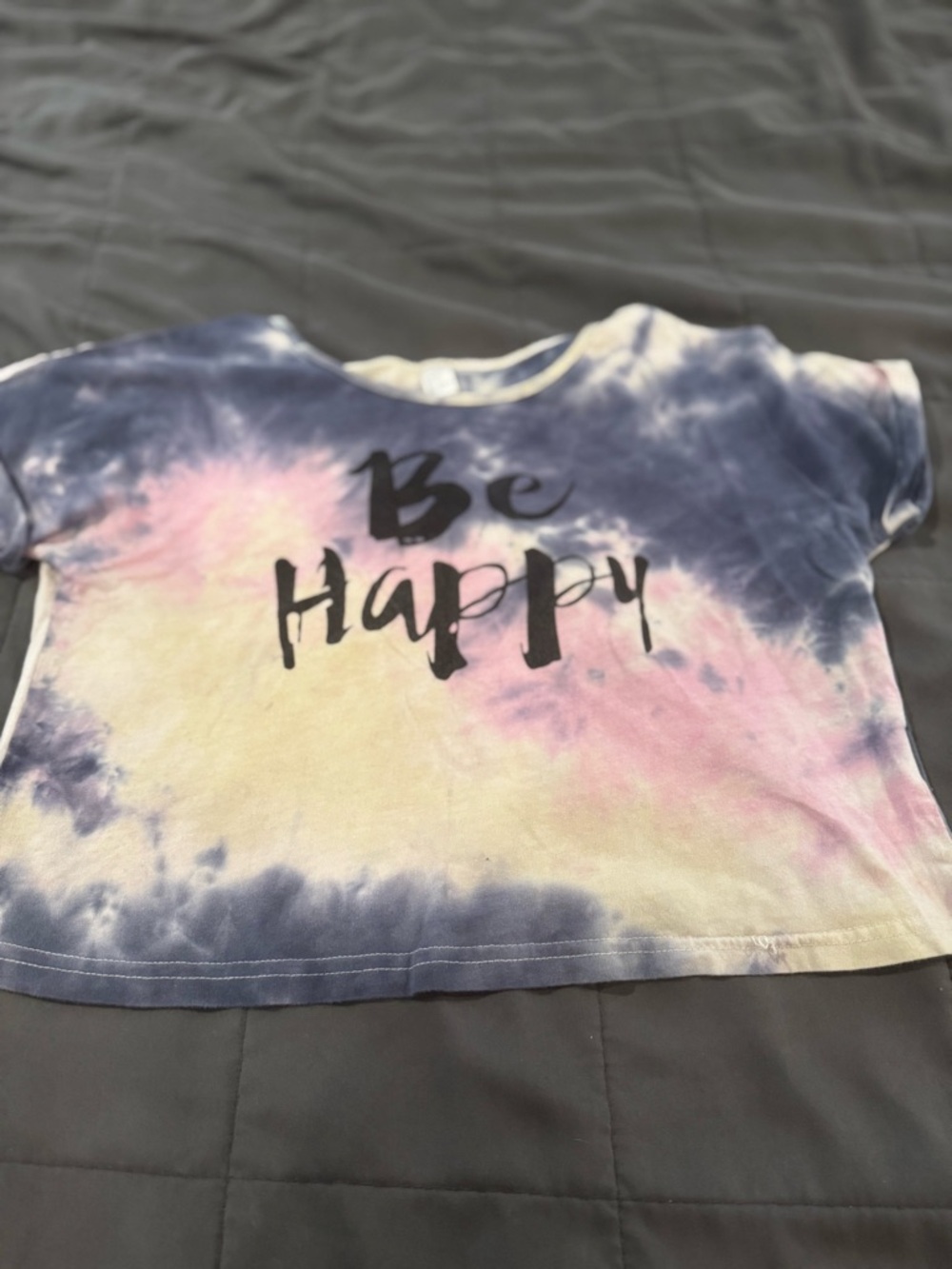 Be Happy Tie-Dye Kids Tee - Pink, Purple & Cream